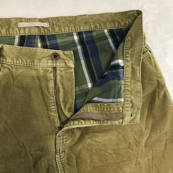 LL Bean Standard Fit Corduroy Plaid Flannel Lined Pants Olive Outdoor 38 x 30 - Picture 5 of 12